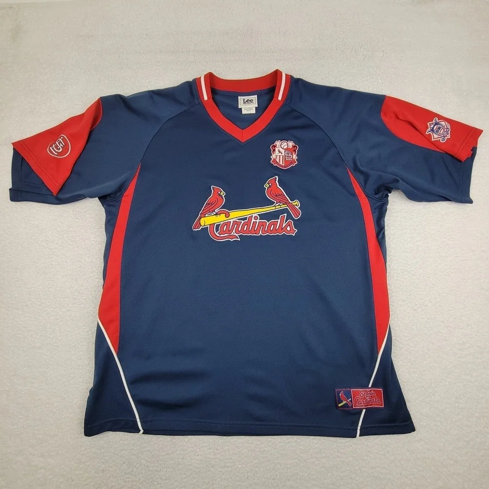 St. Louis Cardinals Shirt Mens XL Blue Red MLB Baseball Jersey Lee Sport Fan Tee - Picture 3 of 11